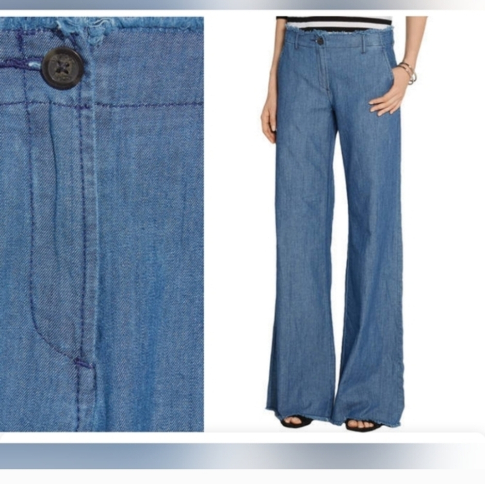 Women's Chambray Michael Kors Flared Fringed Pants